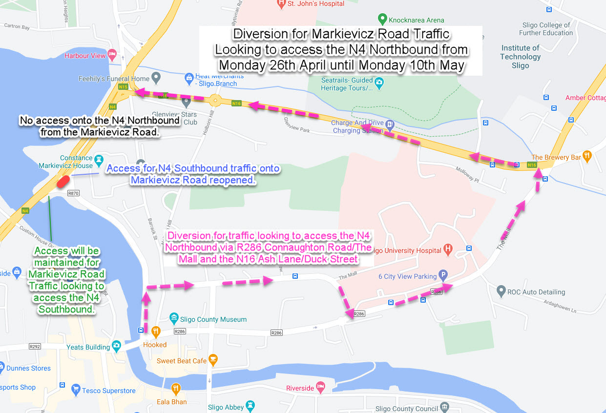 Markievicz Northbound Diversion 